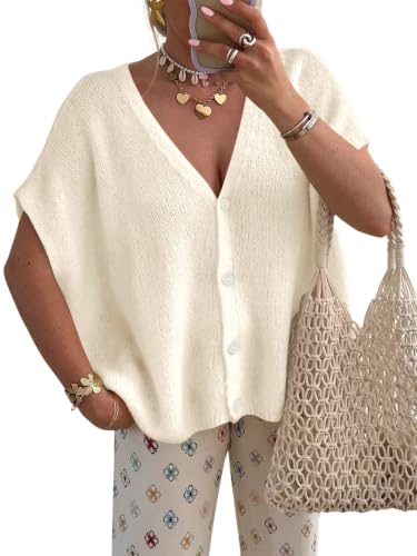 PRETTYGARDEN Womens 2026 Summer Oversized Cardigans Sweaters - color: White, size: X-Large