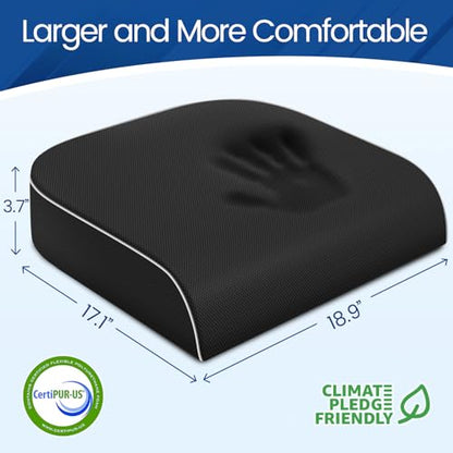 SweetSlubr Seat Cushion, Chair Pad, Memory Foam Tailbone Pain Relief - color: Black, size: 2X-Large