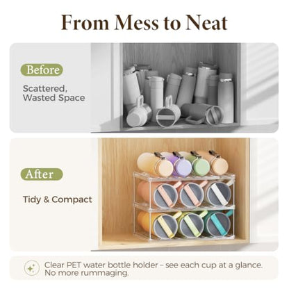 LAMU Stackable Water Bottle Organizer Holder Tumbler Cup Storage Rack - size: 3 Tier