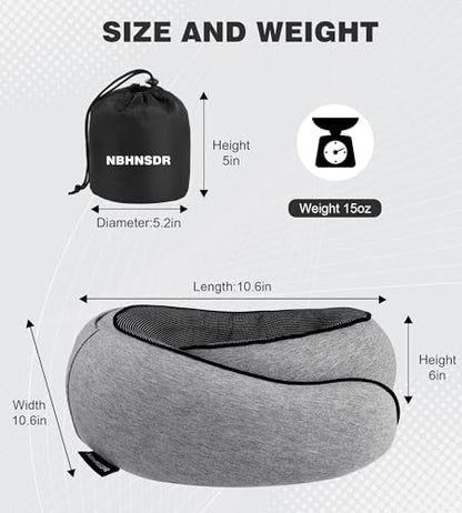 Hat-style travel neck pillow, upgraded version of airplane neck pillow - color: Light Grey