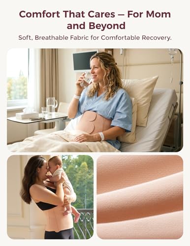 Momcozy Ergowrap Petite Belly Binder, 3D Lifting & Ergonest Back Support - color: 9" / Oyster Pink, size: Medium
