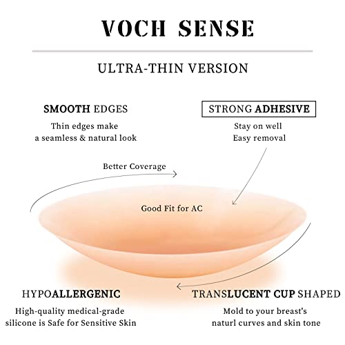 VOCH GALA Premium Nipple Covers, Sticky Bra Alternative, 2 Pairs - color: Caramel, size: Medium (Fits A-C Cups)