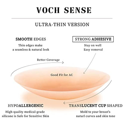VOCH GALA Premium Nipple Covers, Sticky Bra Alternative, 2 Pairs - color: Caramel, size: Medium (Fits A-C Cups)