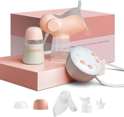 Annabella Single Breast Pump - Innovative Baby Tongue Simulation Electric Breast Pump, Adjustable Shield (18–24mm), Quiet, Comfortable & Portable - size: Single Pump