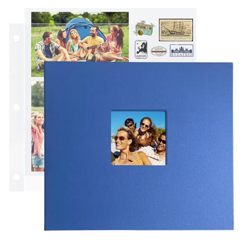 1DOT2 12x12 Inch 3 Ring DIY Scrapbook Photo Album, Blue - color: Blue