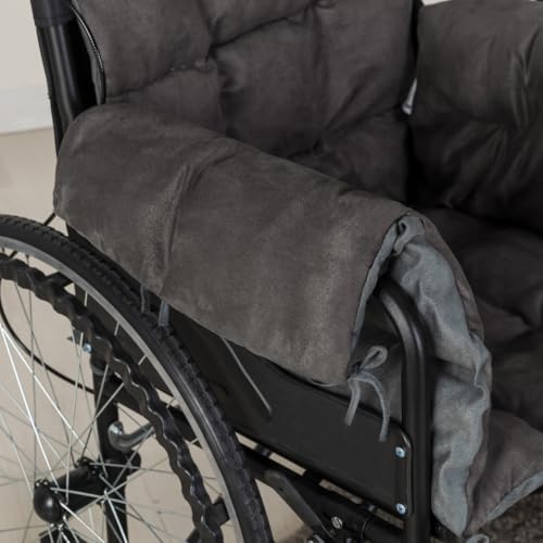 STONECREST Wheelchair Cushions, Supports Coccyx & Back, Microsuede Cover, Stay in Place, Fits 18" Wheelchair (Graphite) - color: Graphite