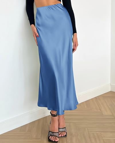 BTFBM Long Skirts for Women 2026 Fall Outfits - color: Blue, size: Small