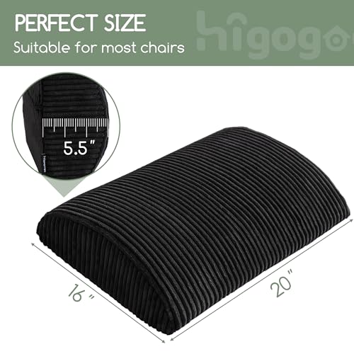 Lumbar Support Pillow for Recliner Chair/Accent Chair/Couch, Extra Large Memory Foam Back Support Cushion for Elderly, Recliner Cushions for Back Rest, Pain Relief, Reading, Washable Cover, Black - color: Black, size: 20"x16"x5.5"