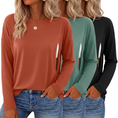 3 Pack Nursing Breastfeeding Tops - color: Caramel, Light Green, Black, size: XX-Large