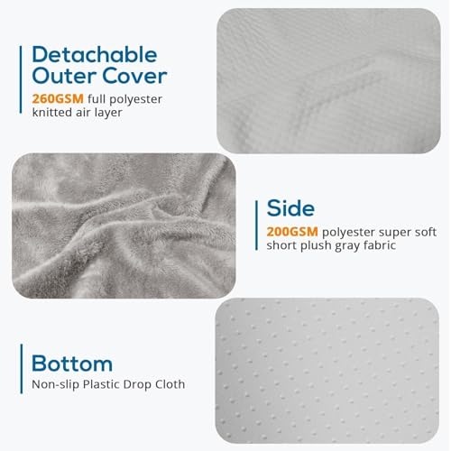 Sasttie Wedge Pillow 24x24x12 inch, Memory Foam Bed Wedge, Solid Warm Gray - color: Solid Warm Gray, size: 24x24x12 inch