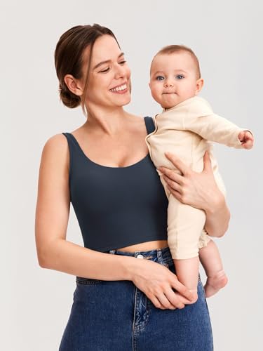 MOMANDA Longline Sports Nursing Bras - color: Twilight Blue, size: Large