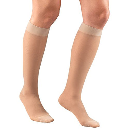 Truform Sheer Compression Stockings, 15-20 mmHg, Women's Knee High Length, Diamond Pattern, Nude, Medium - color: Nude, size: Medium (1 Pair), style: Diamond Pattern