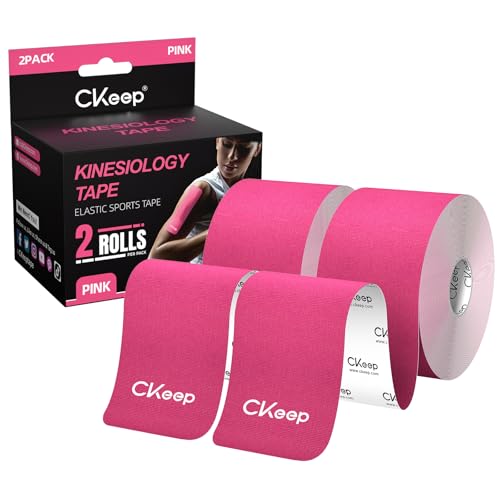 CKeep Kinesiology Tape, Uncut Premium Elastic Athletic Tape 2 Rolls, Pink - color: Pink, size: 2 Rolls