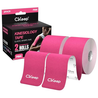 CKeep Kinesiology Tape, Uncut Premium Elastic Athletic Tape 2 Rolls, Pink - color: Pink, size: 2 Rolls