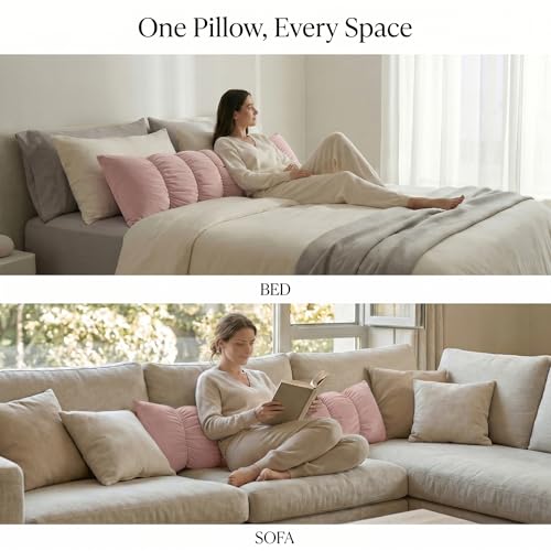 Pat. Pend. Segmented Body Pillow for Side Sleepers, 47 Inch, Pink - color: Pink, size: 47"*15.7"