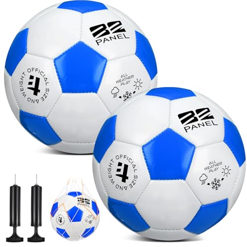 Shappy 2 Pcs Soccer Balls Bulk with Pump Mesh Bag - color: Blue, White, size: Size 3