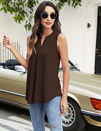 Newchoice Womens Tank Tops Sleeveless Summer Blouses - color: Brown, size: XX-Large