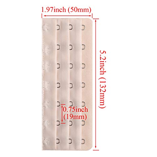 Corset Bra Extender Hook 3/4 Inch Spacing - color: 4pcs:7hook/Light Beige&black