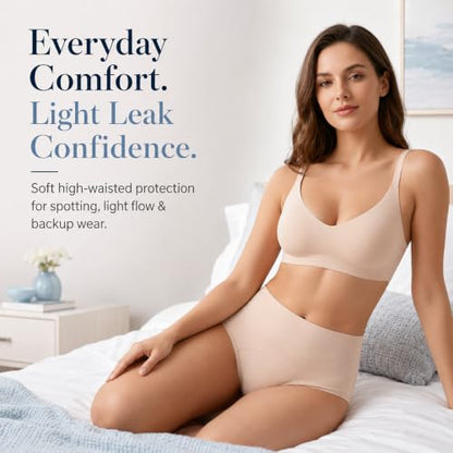 Period Underwear for Women, Leak Proof Menstrual Panties Multi-pack, High Waisted Cotton Full Coverage Briefs - color: Black/Nude/Light Grey, size: X-Large
