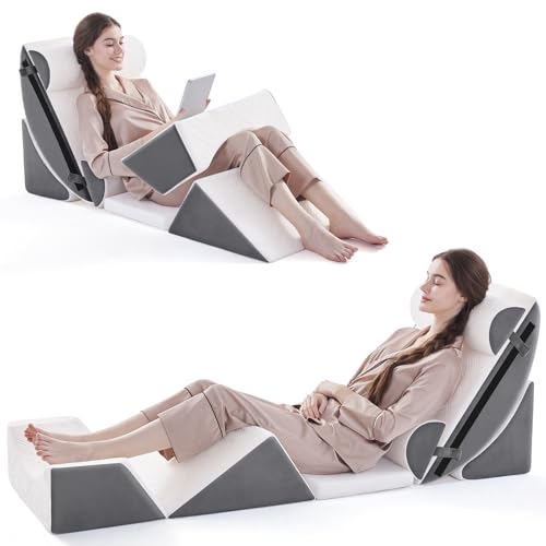 Negwoo 7PCS Wedge Pillow Set for After Surgery,Bed Wedge Pillow, Grey - color: Grey, size: 7 PCS-Standard