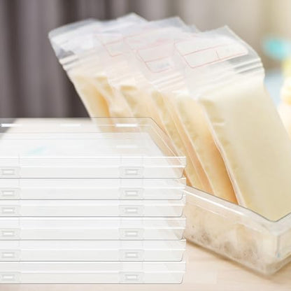 12 Pcs Clear Flat Breast Milk Freezer Storage Organizer Space Saving Breastmilk Plastic Storage Box Freezer Tray Breastfeeding Bag Fridge Organizer for Breastfeed Organization Tools - size: 12 Pcs