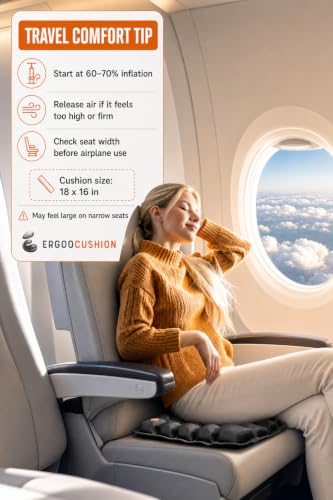 Portable Inflatable Seat Cushion for Airplane Travel and Car
