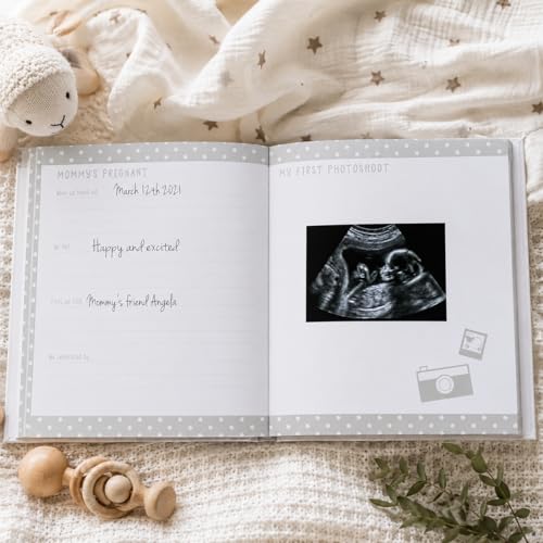 Kate & Milo First Year Baby Memory Book with Ink Pad, Gray