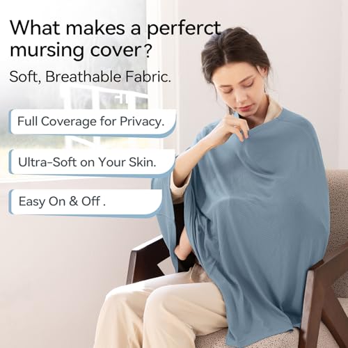 BubblePanda Rayon Made from Bamboo Nursing Cover for Baby Breastfeeding - color: Glacier