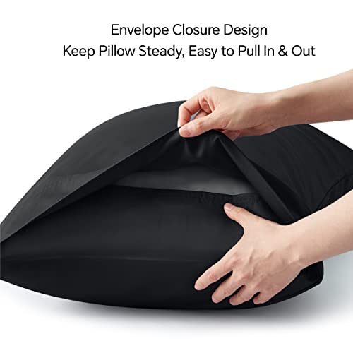 BEDELITE Cooling Pillow Cases Queen 2Pcs, Rayon Made from Bamboo, Black - color: Black, size: 2 Pack Queen（20"X 30"）