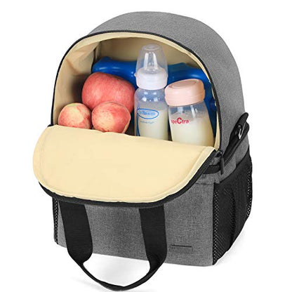Teamoy Double Layer Breast Pump Tote Bag with Cooler Compartment, Gray - color: Gray