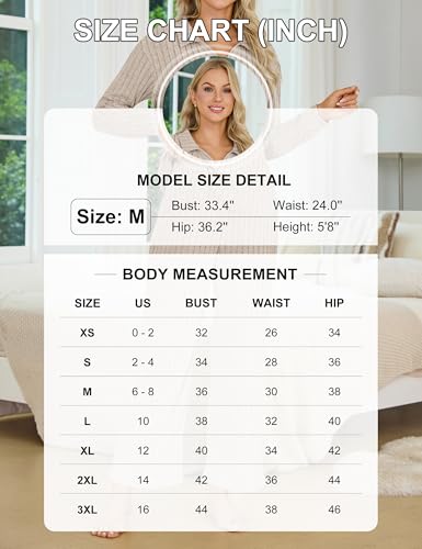 Blooming Jelly Womens Lounge Sets Long Sleeve Fall Pajama Sets Casual Matching 2 Piece PJ - color: Apricot, size: Small