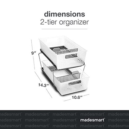 madesmart Two Tier Organizer with Dividers, Frost