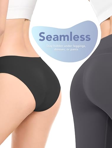TIICHOO Period Underwear for Women Seamless Leakproof Bikini 5 Pack - color: Black, size: Large