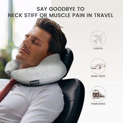 Keemall Inflatable Travel Neck Pillow Plane, 3rd Generation Double Comfort - color: Leisure Grey, size: Medium