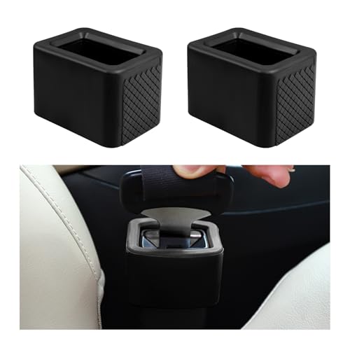 2PCS Seat Belt Buckle Holder, Silicone Seatbelt Buckle Booster to Makes Receptacle Stand for Easy Access, Non Slip Car Safetybelt Fixer Accessories for Kids & Adults (Black)
