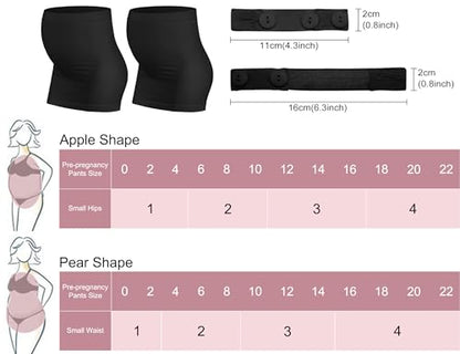 Rheane Maternity Belly Band Pregnancy Belly Support Band Belly Maternity Clothes (Black+Black 3) - color: C. Black+Black, size: 3