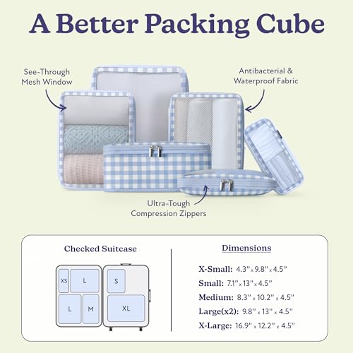 Vandel Space-Saving Compression Packing Cubes for Women 6-Pack Compressible - color: White, size: 6 Pack (Compression)