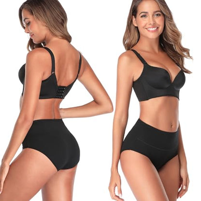 Womens Cotton Underwear High Waisted Full Coverage Briefs Ladies Panties - color: Black, 5-pack, size: Medium