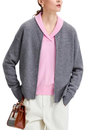Cardigan Sweaters for Women - Baseball Collar Winter Sweater Jacket - color: Middle Gray, size: Small