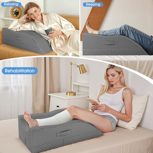 TranquilRelax Leg Elevation Pillows for After Surgery, Full Grey - color: Full Grey, size: Single Leg