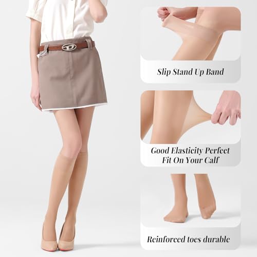 Compression Stockings for Women, 40D Knee High Compression Socks - color: Natural Nude, size: Large