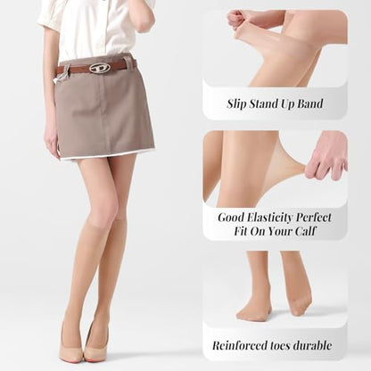Compression Stockings for Women, 40D Knee High Compression Socks - color: Natural Nude, size: Large