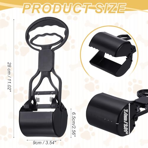 Poop Scooper 11" Long Handle No Touch Dog Poop Scooper Grabber - color: Black