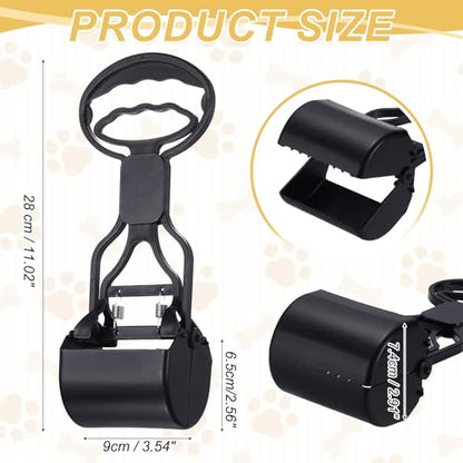 Poop Scooper 11" Long Handle No Touch Dog Poop Scooper Grabber - color: Black