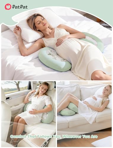 PATPAT Pregnancy Pillow, Cooling Maternity Pillow with Adjustable Wedge - color: Green