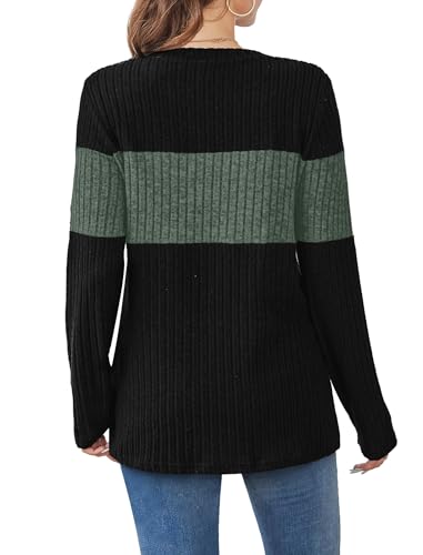 WIHOLL Womens Sweaters Trendy Tops Long Sleeve Shirts Fall Outfits Fashion - color: Green, size: Medium