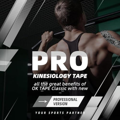 OK TAPE PRO Kinesiology Tape Uncut Roll Bulk, Elastic Physical Therapy Tape - color: Black a, size: 4 pack