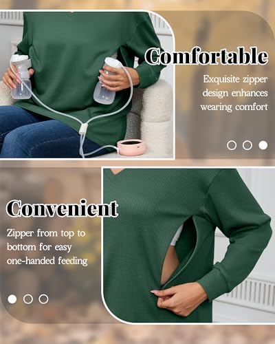 Women’s Waffle Knit Nursing Shirts Regular Fit - color: Turquoise, size: Small