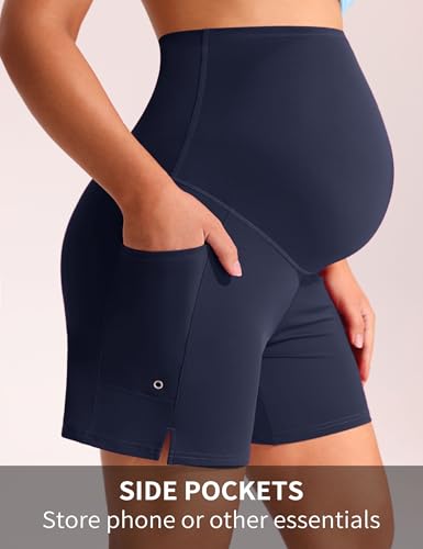 Mama Land Maternity Swim Shorts Over the Belly - color: Navy Blue, size: Medium