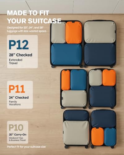 Compression Packing Cubes Ultralight 7PCS Luggage Travel Organizer Bags Set - size: For 24" Luggage